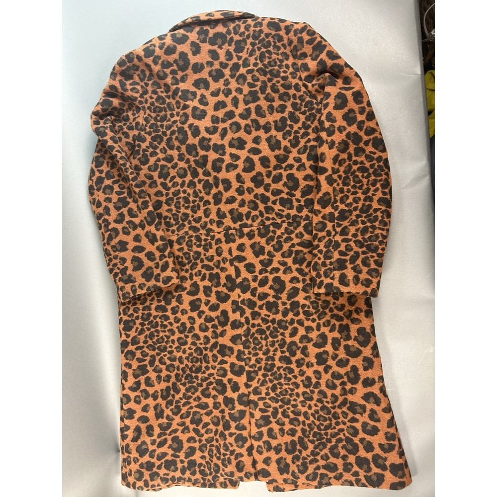 A New Day Women's Leopard Print Long Coat Size M Brown Black Snap Front Lined 45 - Picture 11 of 11